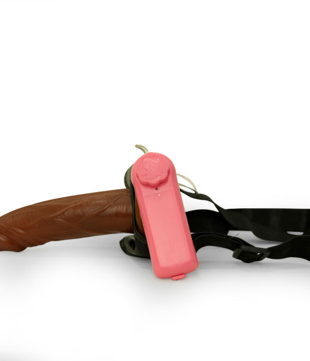 Glide Vibrating Strap On Dildo Brown